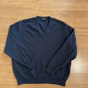 Lyle & Scott‎ V-Neck Sweater Men's Multicolor XXL 100% Pure Lambswool Pullover